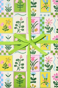 Red Cap Retro Flower Wrapping Paper