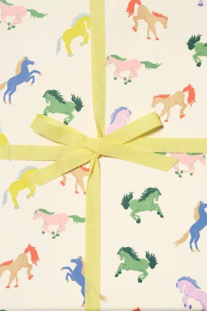 Red Cap Wild Horses Wrapping Paper