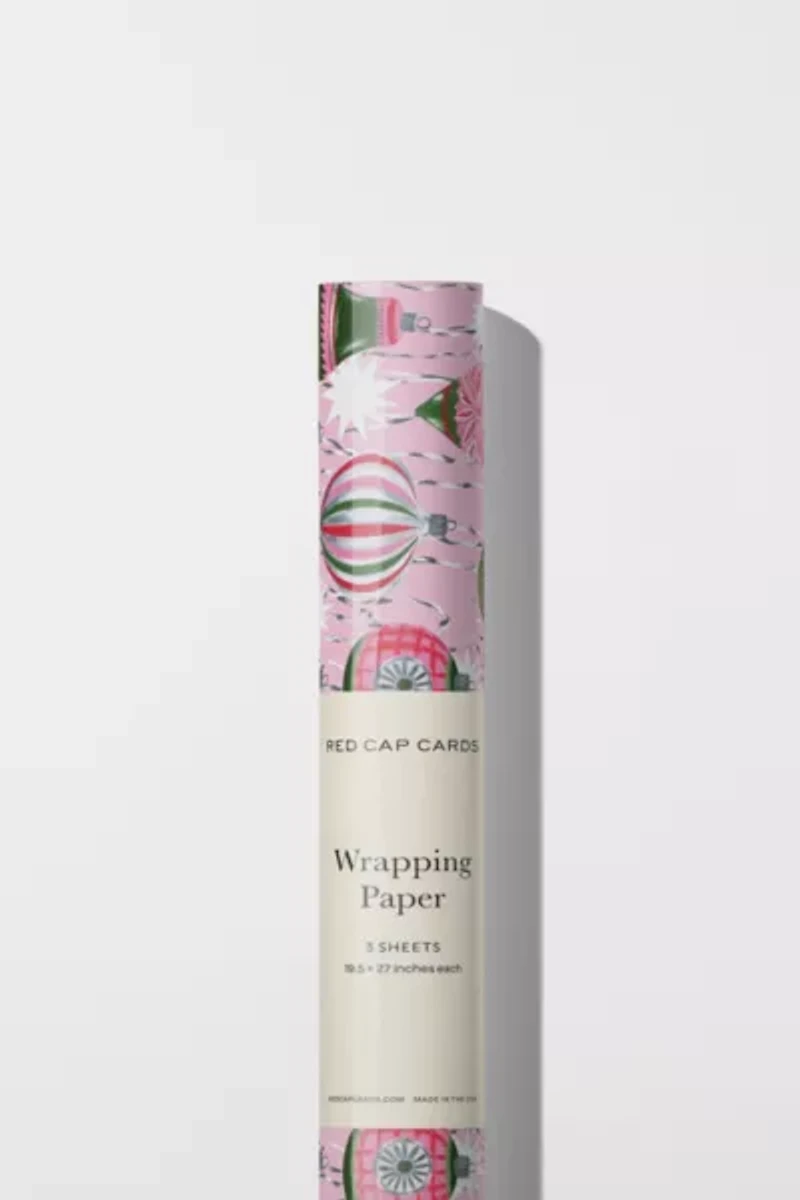 Red Cap Retro Ornaments Holiday Wrapping Paper