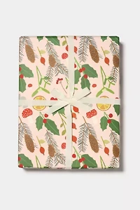 Red Cap Holiday Greens Wrapping Paper