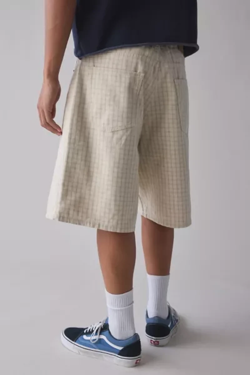 OBEY Plaid Pattern Baggy Denim Short