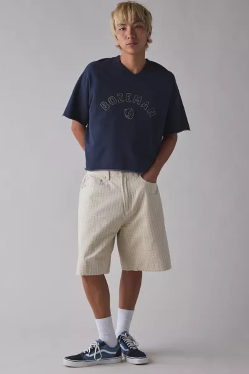 OBEY Plaid Pattern Baggy Denim Short