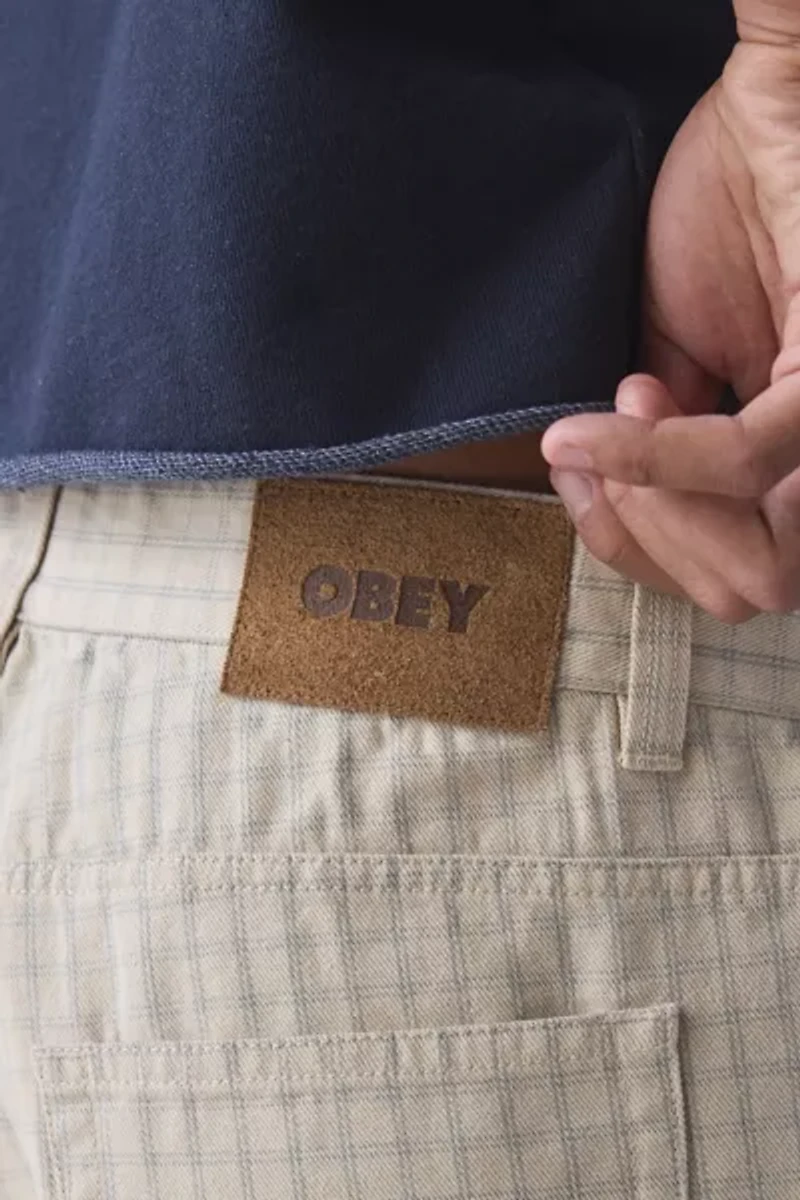 OBEY Plaid Pattern Baggy Denim Short