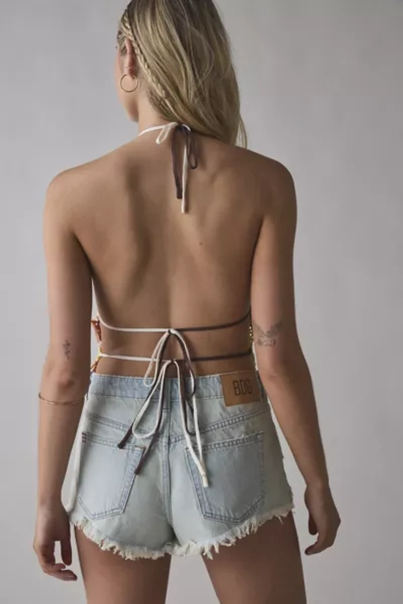 Kimchi Blue Molly Floral Crochet Open-Back Tie Halter Tank Top