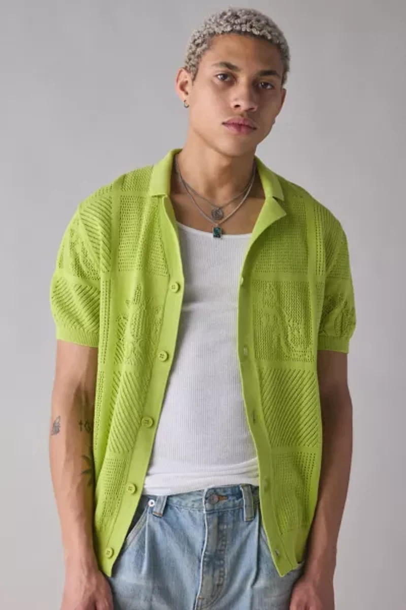 Pas de Mer Not Long Time Knit Button-Down Shirt