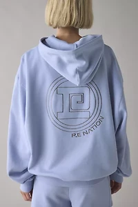 P.E Nation Dusty Blue Output Embroidered Graphic Hoodie Sweatshirt