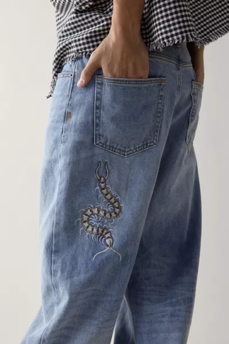 BDG Embroidered Centipede Baggy Skate Fit Jean