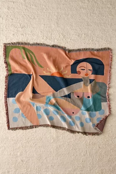 Jungalow  Nude Beach Tapestry Throw Blanket