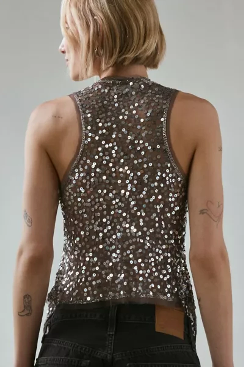 Kimchi Blue Kiki Sequin Tie-Front Vest Top