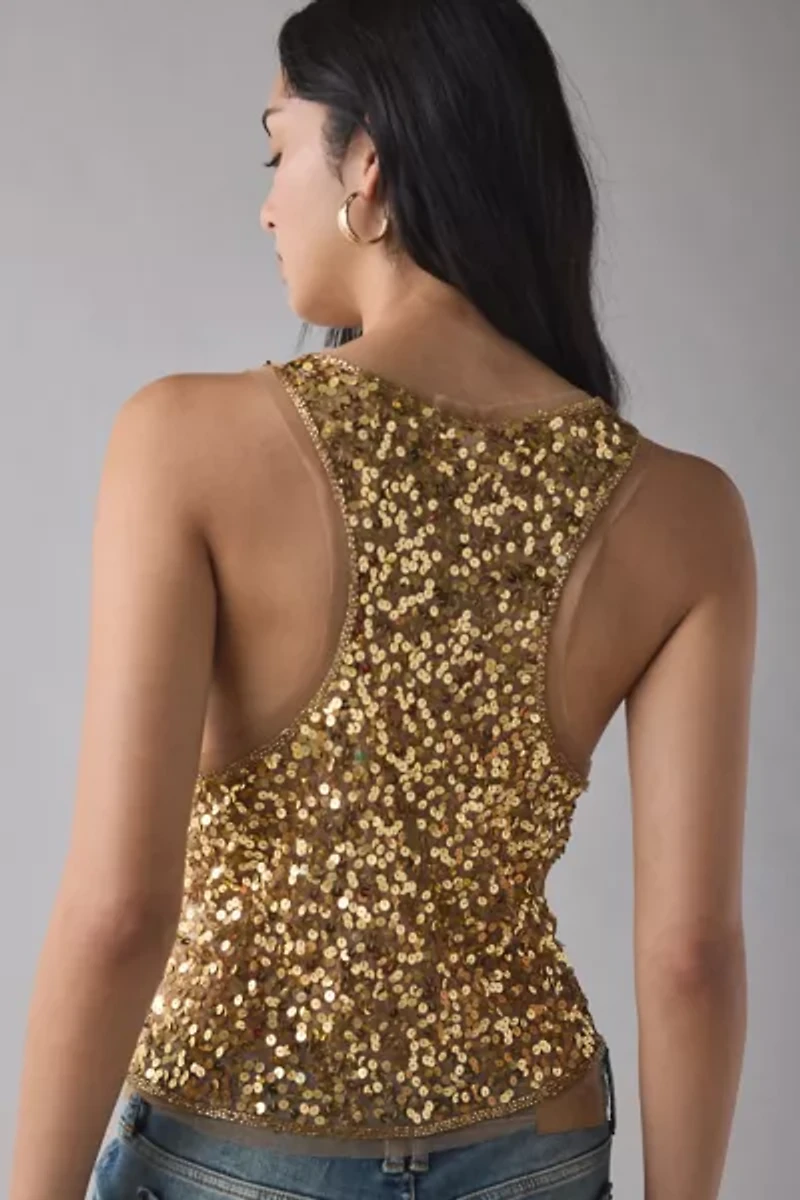 Kimchi Blue Kiki Sequin Tie-Front Vest Top