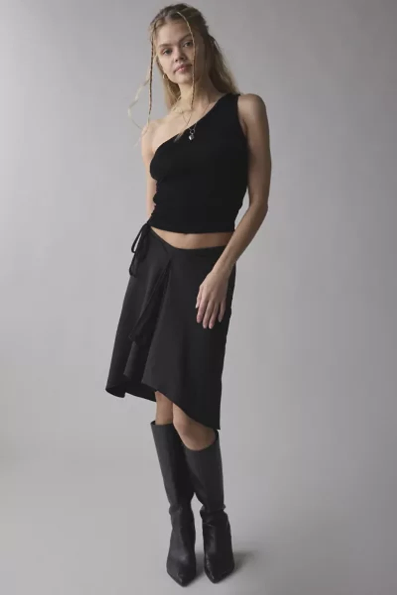 Motel Esmeray Asymmetric Hanky Hem Midi Skirt