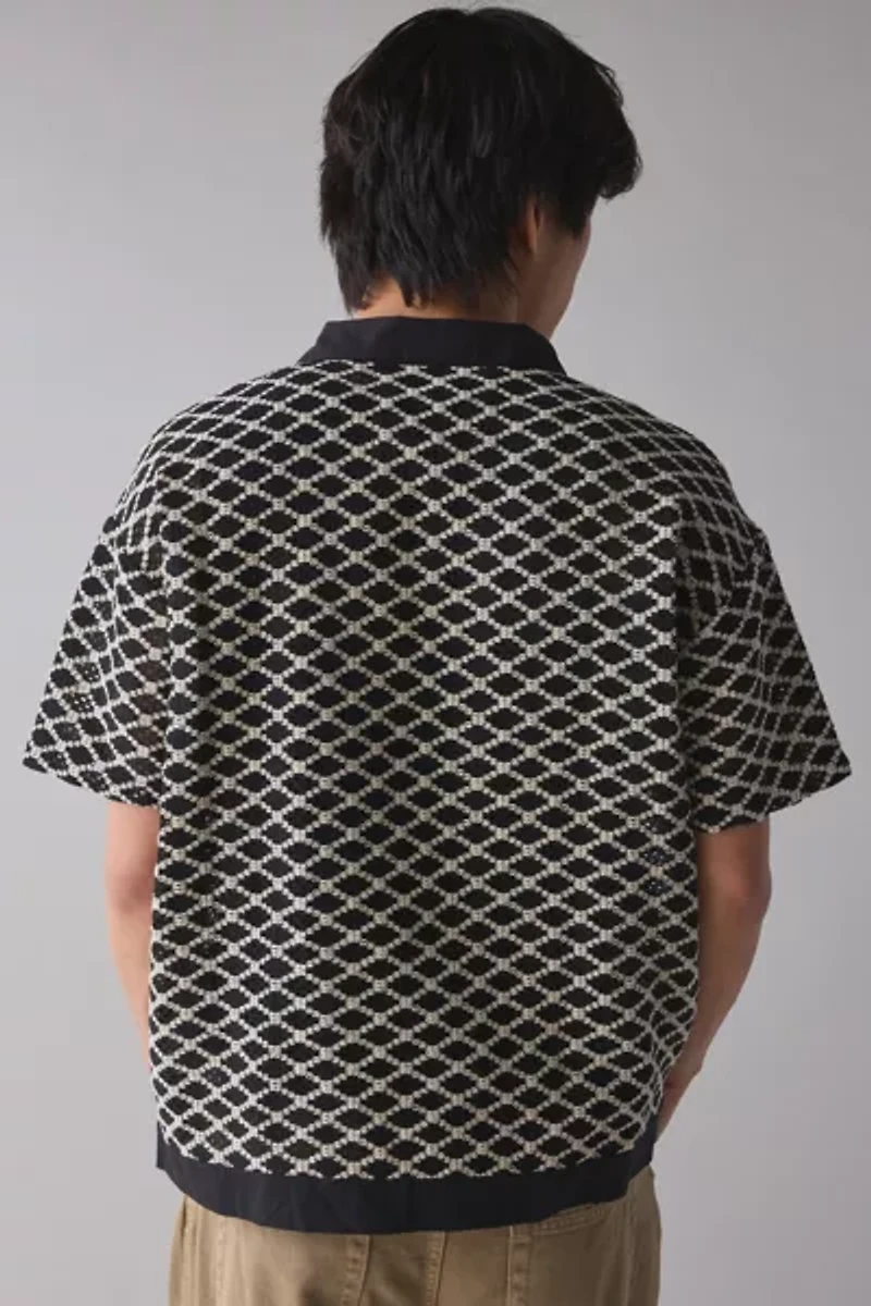 Native Youth Cree Crochet Short Sleeve Collared Cardigan