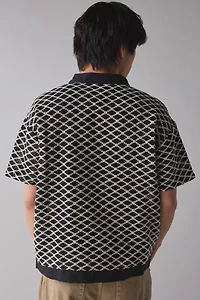 Native Youth Cree Crochet Short Sleeve Collared Cardigan
