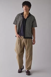 Native Youth Cree Crochet Short Sleeve Collared Cardigan