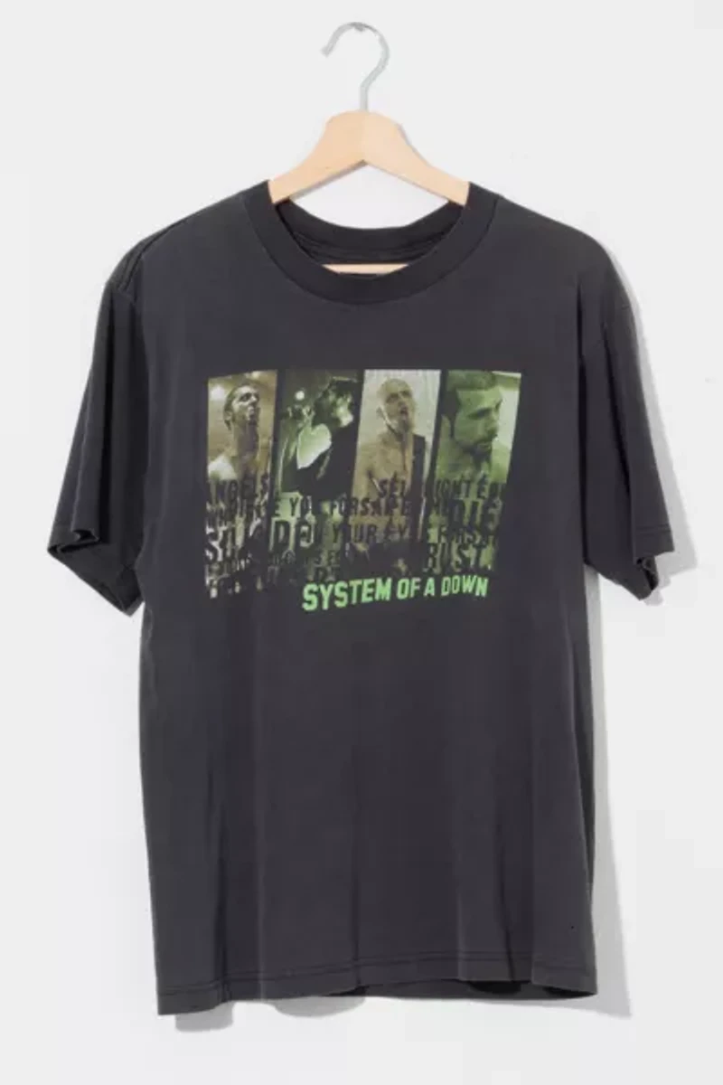 Vintage Y2K System Of A Down Distressed Black Graphic T-Shirt