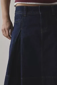 BDG Bookworm Pleated Denim Midi Skirt