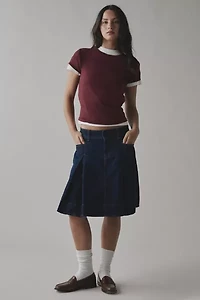 BDG Bookworm Pleated Denim Midi Skirt