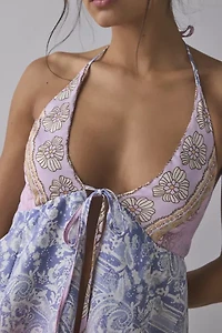 UO Catie Halter Split-Front Flyaway Top