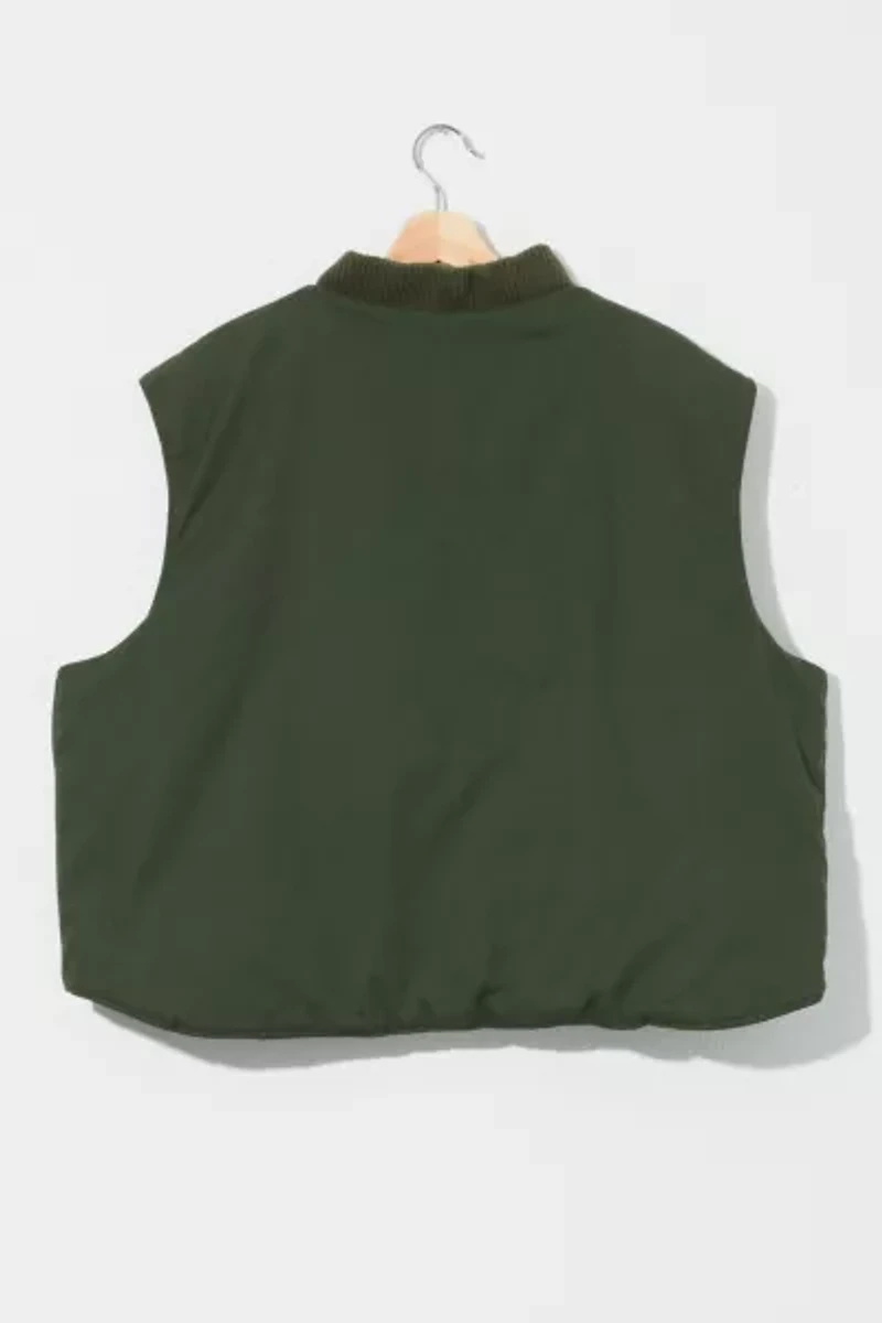 Vintage 1990s Green Cotton Puffer Work Vest