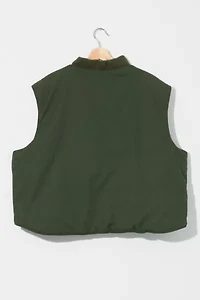 Vintage 1990s Green Cotton Puffer Work Vest
