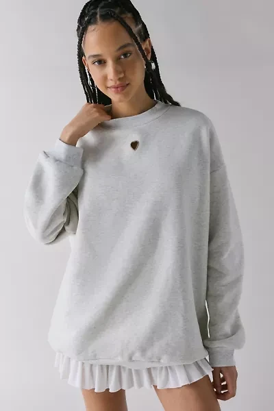 Daughter Lessons Love Heart Cutout Crew Neck Pullover Sweatshirt