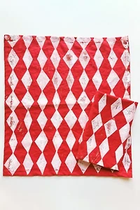 Julie Peach Block Printed Diamonds Napkin Set