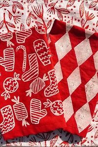 Julie Peach Block Printed Diamonds Napkin Set