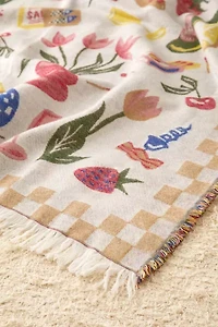 Picnic Scene Woven Throw Blanket