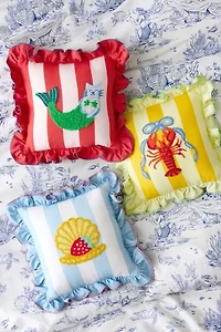 Palm B*tch Tufted Striped Ruffle Mini Throw Pillow