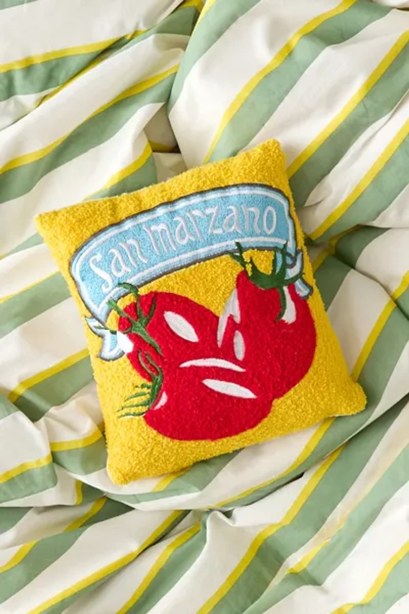 San Marzano Tomato Can Fleece Throw Pillow