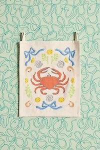 Fancy Crab Embroidered Flag Tapestry