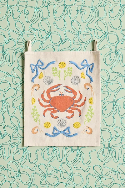 Fancy Crab Embroidered Flag Tapestry