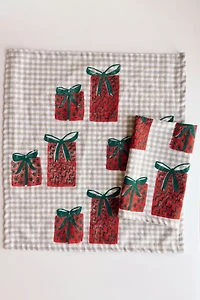 Julie Peach Block Printed Presents  Napkin Set