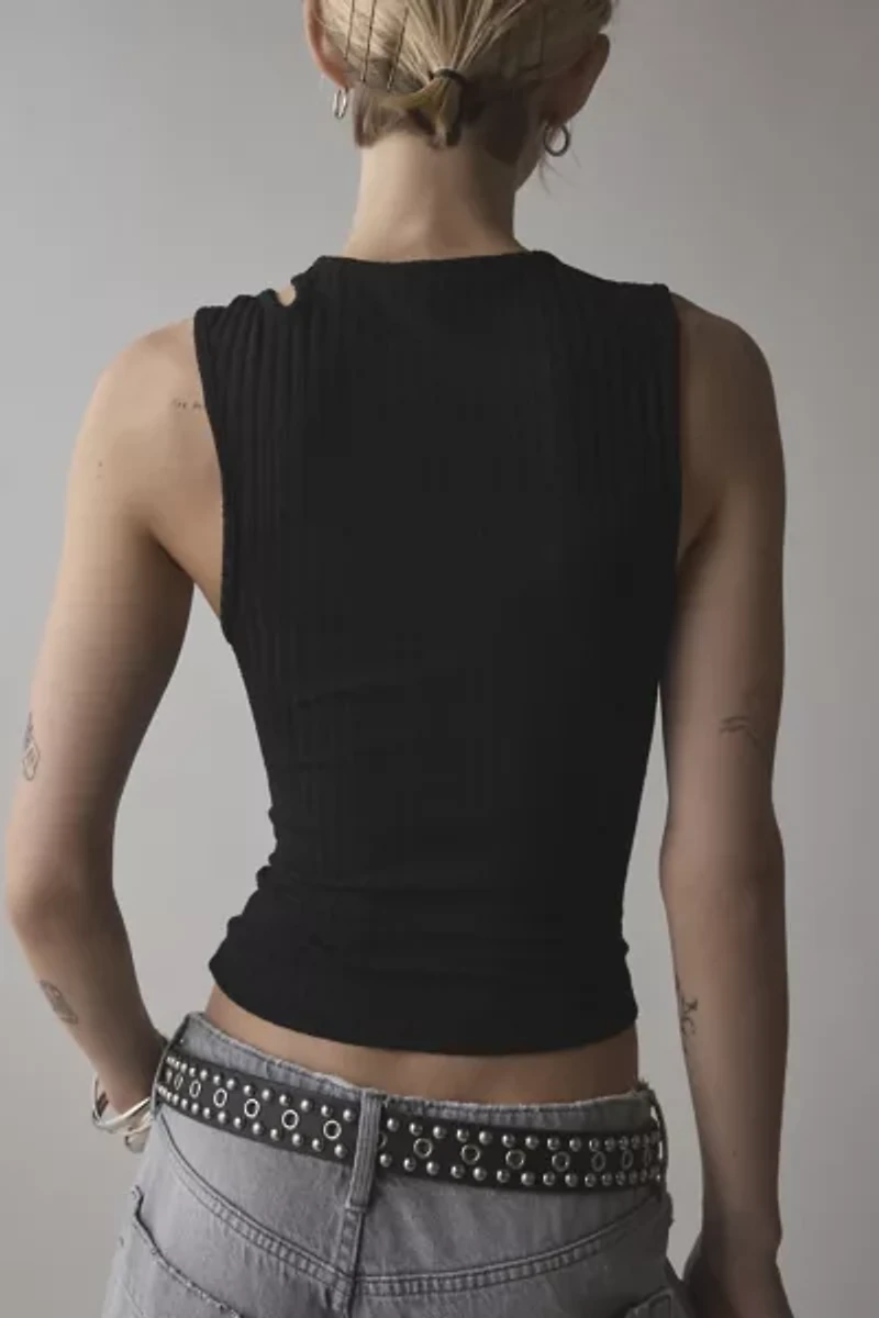 UO Cleo Asymmetrical Cutout Cropped Tank Top