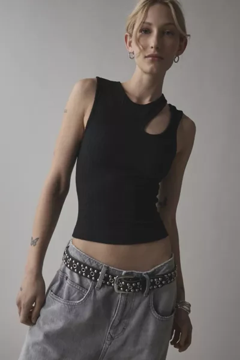 UO Cleo Asymmetrical Cutout Cropped Tank Top