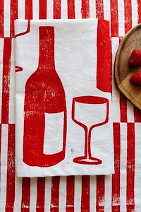 Julie Peach Block Printed Wine Napkin Set