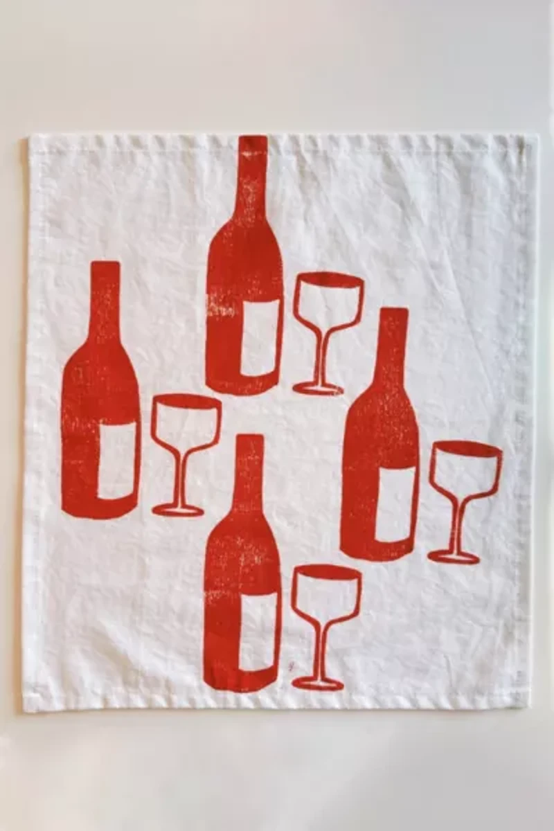 Julie Peach Block Printed Wine Napkin Set