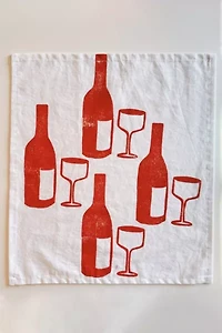 Julie Peach Block Printed Wine Napkin Set