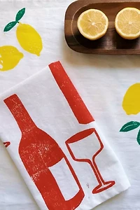Julie Peach Block Printed Wine Napkin Set