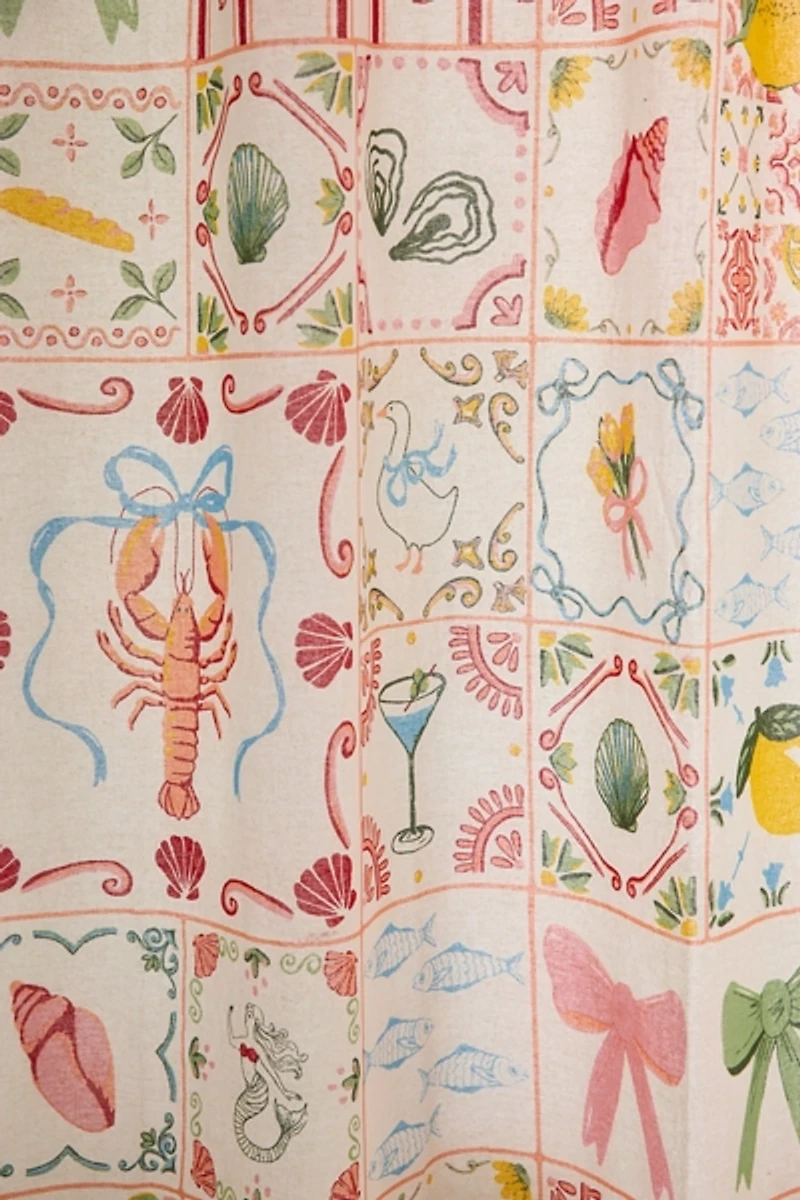 Porto Tile Pattern Shower Curtain