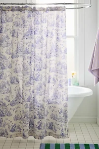 Mermaid Toile Patterned Shower Curtain
