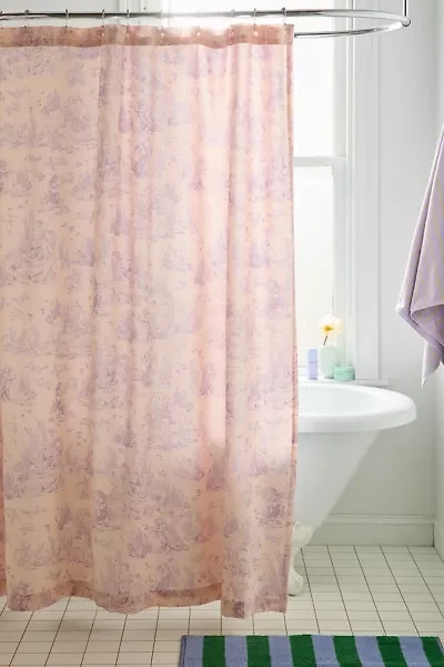 Mermaid Toile Patterned Shower Curtain