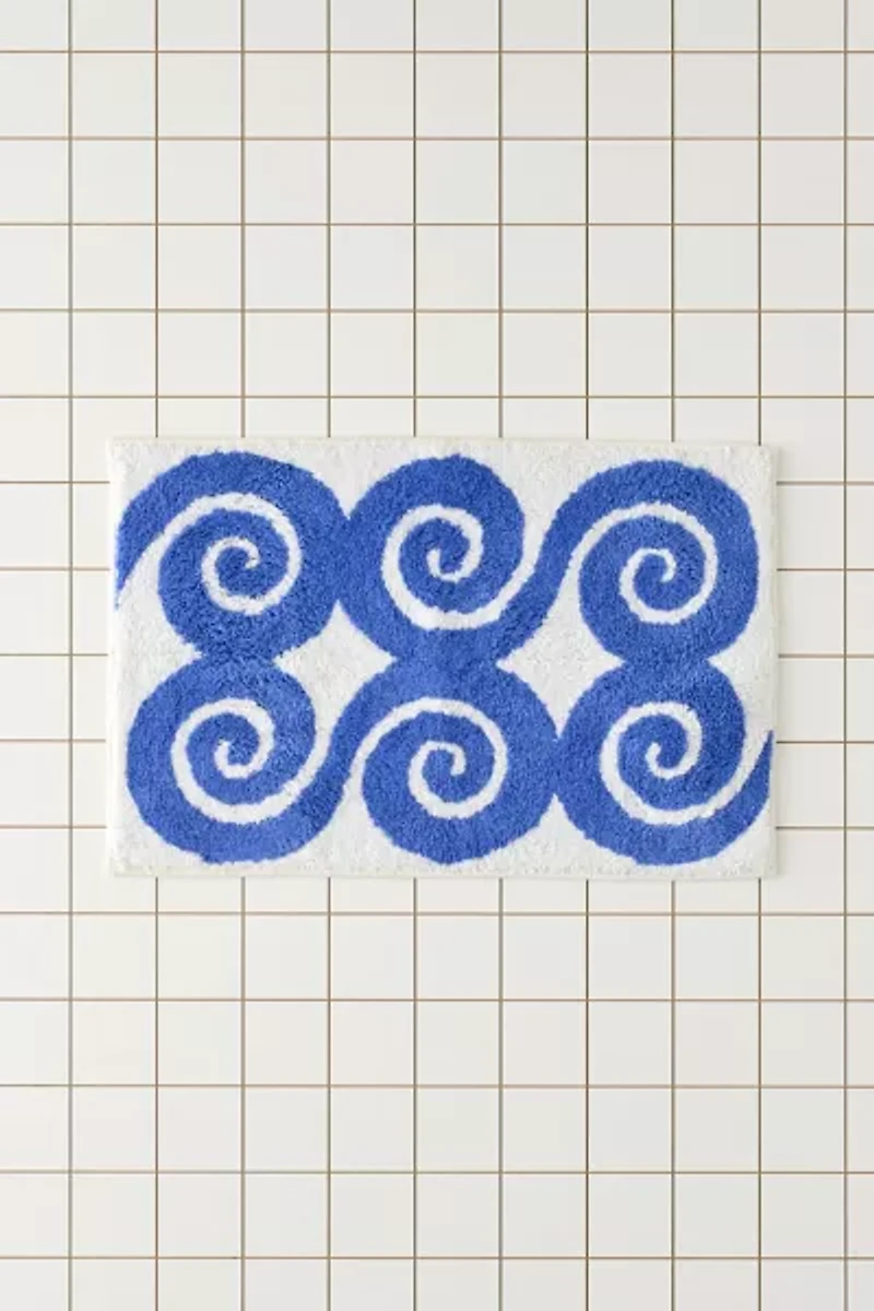 Swirly Icon Plush Tufted Bath Mat