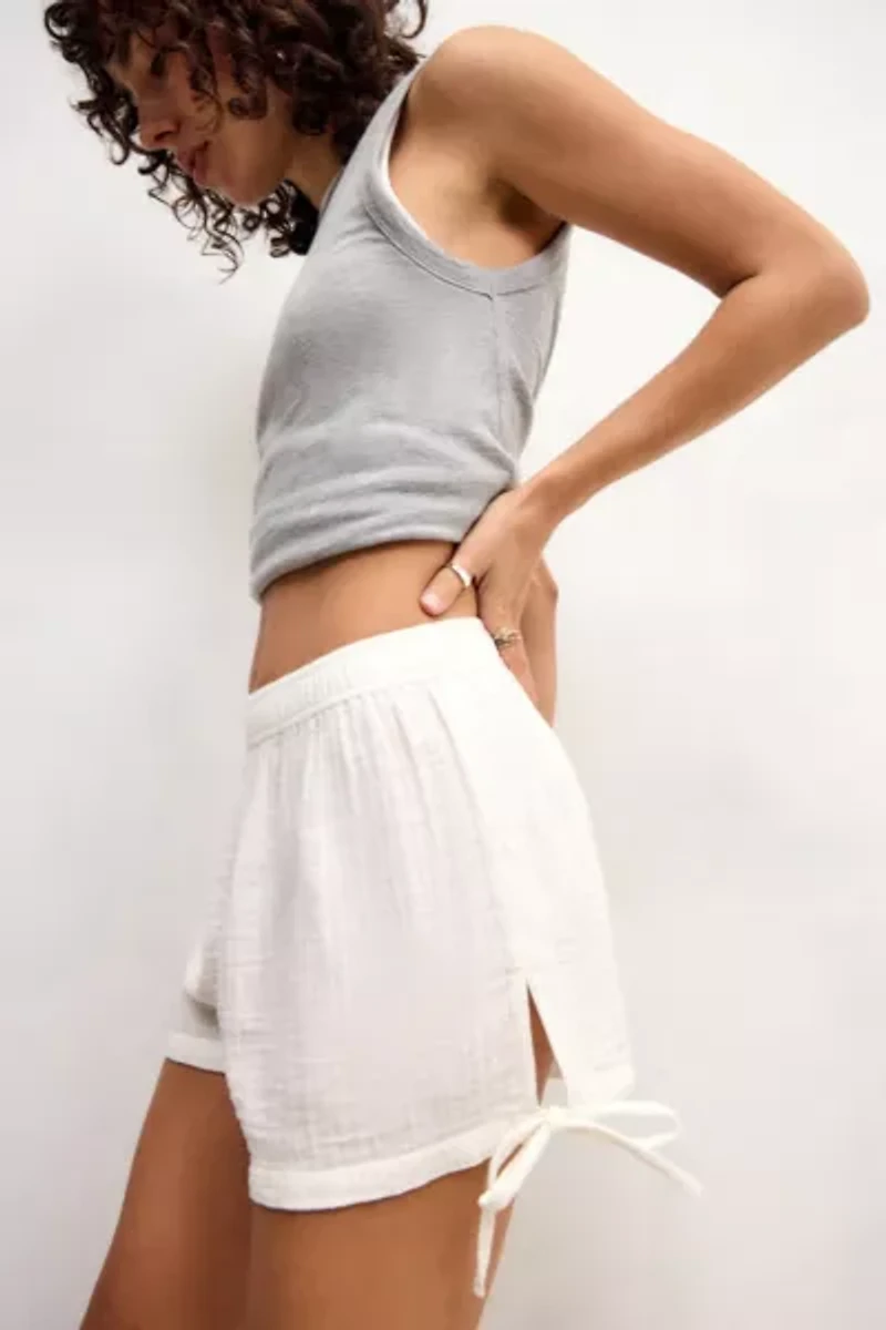 Out From Under Tie Side Cotton Gauze Short