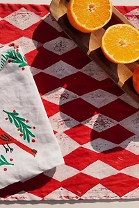 Julie Peach Block Printed Diamonds Table Runner