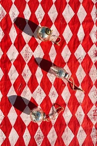 Julie Peach Block Printed Diamonds Table Runner