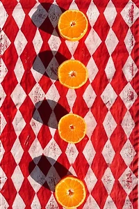 Julie Peach Block Printed Diamonds Table Runner