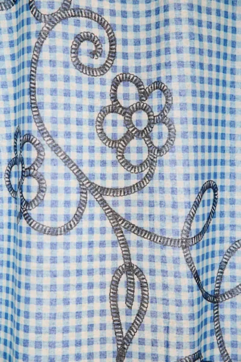 Jessie Gingham Floral Patterned Shower Curtain