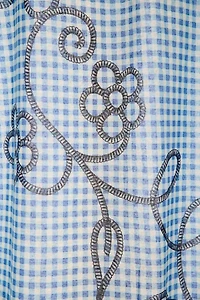 Jessie Gingham Floral Patterned Shower Curtain