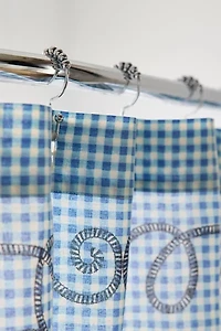 Jessie Gingham Floral Patterned Shower Curtain